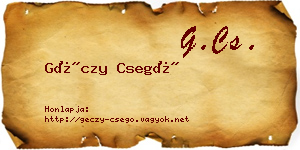 Géczy Csegő névjegykártya